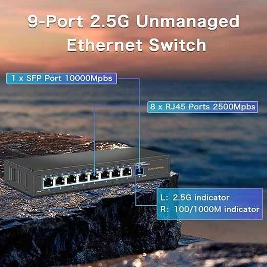 Ethernet комутатор с 8 x 2.5G Base-T порта и 1 x 10G SFP Uplink порт