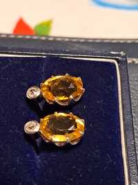 Redus de Pasti Cercei aur 18k cu citrine si diamant