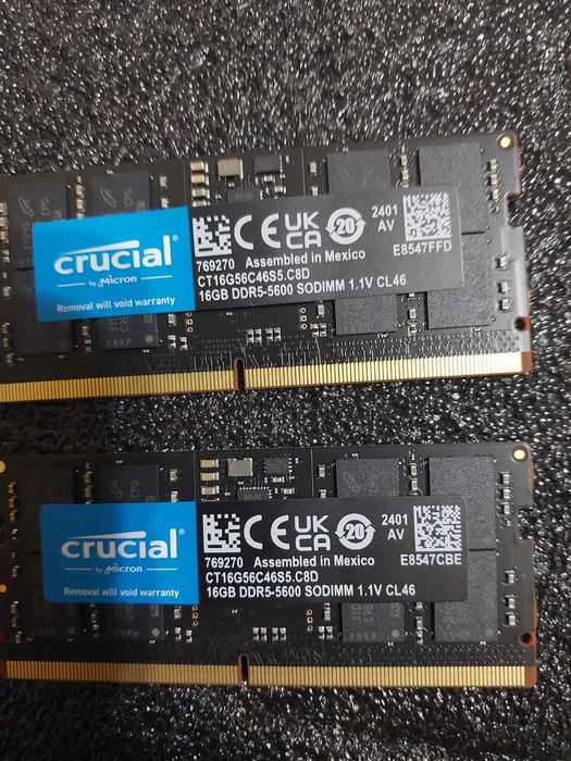32GB 5600MT/s CL46 - Crucial DDR5 (SO-DIMM - за лаптоп)