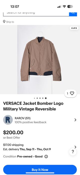 Jachetă Military Versace Originală doua fețe