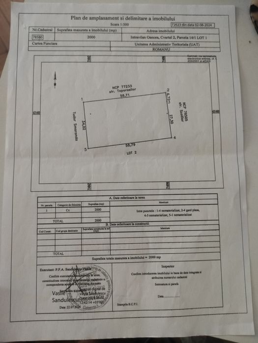 Vând teren intravilan 2000 de metri pătrați