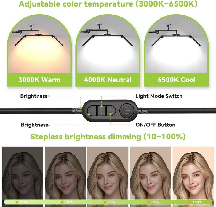 STASUN Сгъваема подова LED лампа-полумесец, димируема, 45W, 71 см