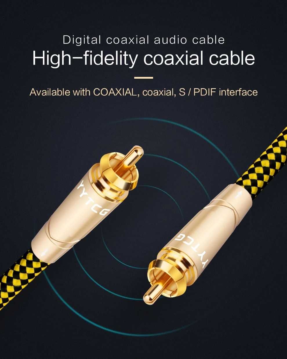 Cablu audio HIFI RCA 0,75 m, 6N Single crystal copper silver plating