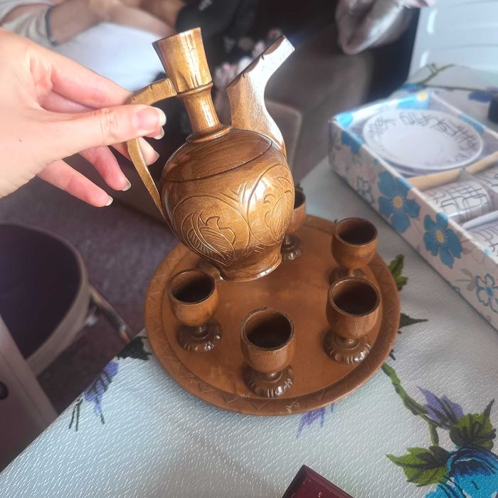 Дървен комплект чашки