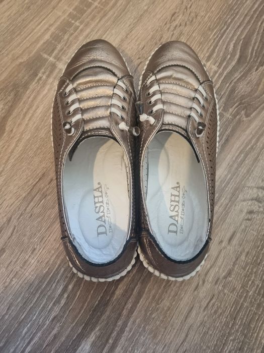 Pantofi casual dasha bronz din piele perforata