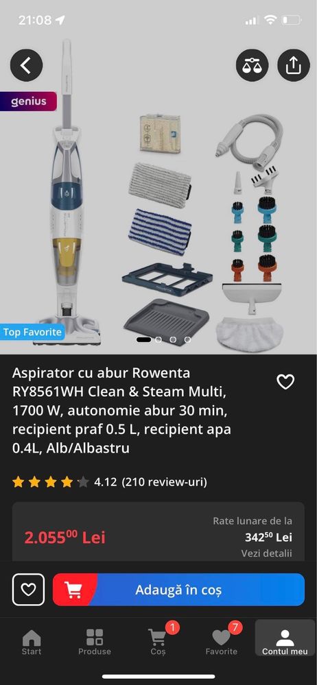 Aspirator cu abur Rowenta Clean & Steam Multi,cu garantie!