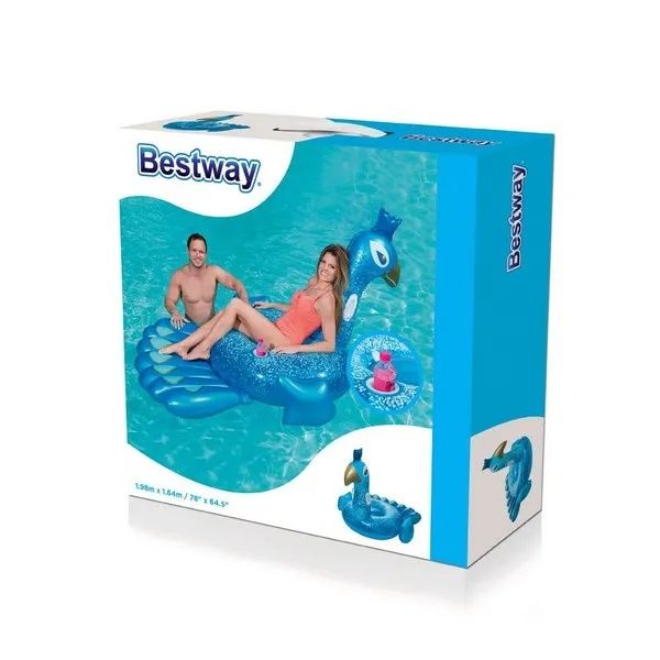 Bestway Голям Надуваем Паун 198x164см надуваема играчка за басейн море