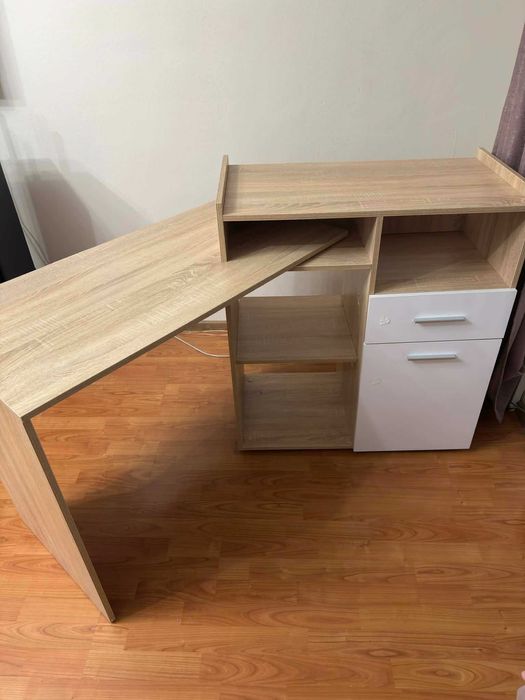 Бюро Бял Гланц Дъб Сонома