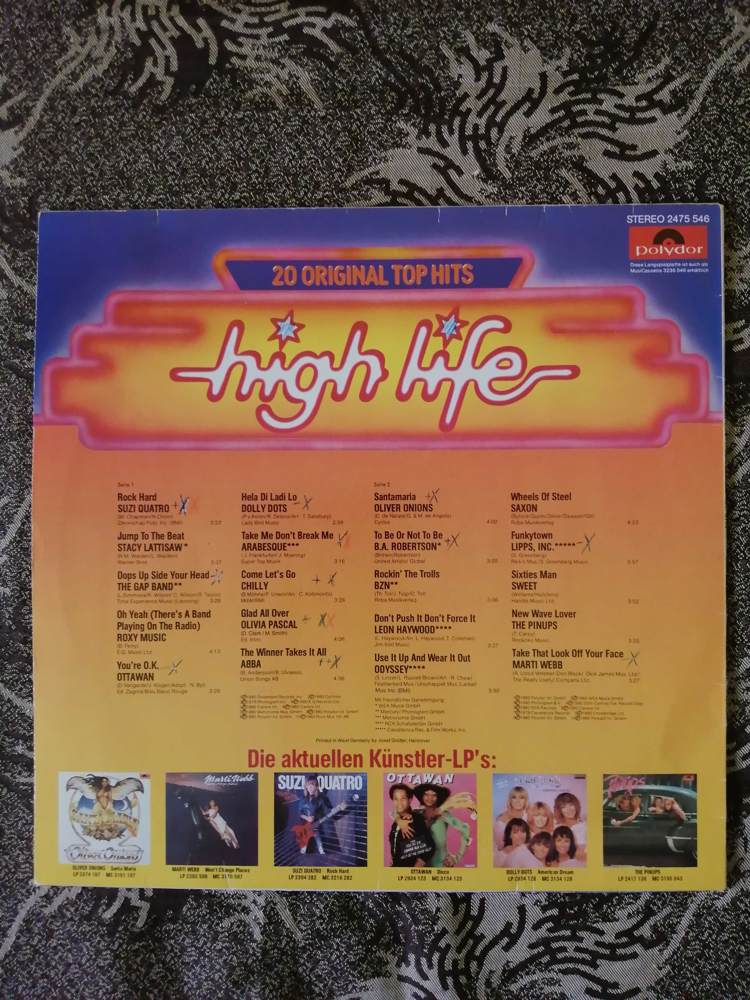 Vand 4 discuri vinil HIGH LIFE –Original top hits