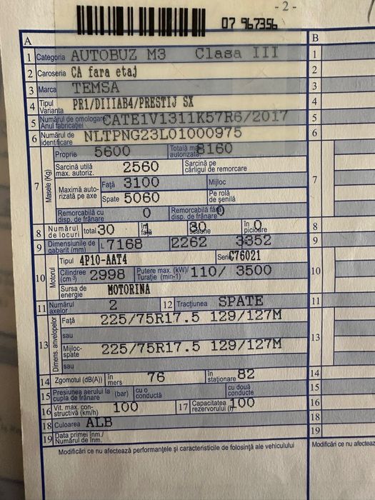 Temsa Prestij an 2017 , 29 locuri .