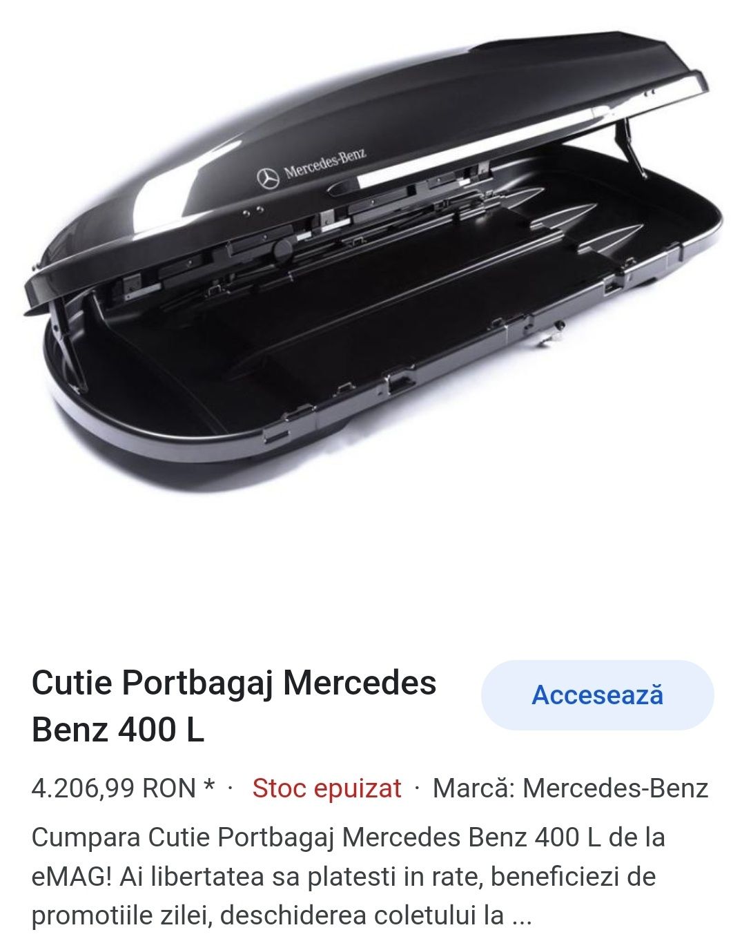 Cutie portbagaj plafon Mercedes tip Thule 400 L, GLC, Gri Selenite