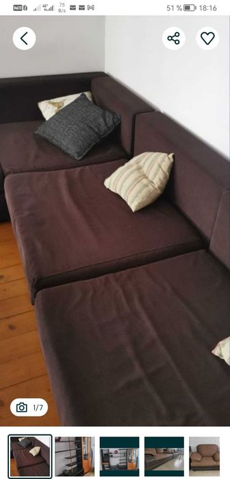 canapea fotoliu modular + taburet 500ron