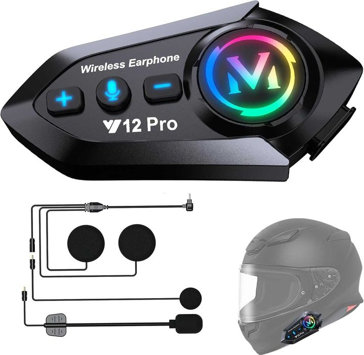 2 Броя - Y12Pro – За каска, Моторджийска Bluetooth, интерком, intercom
