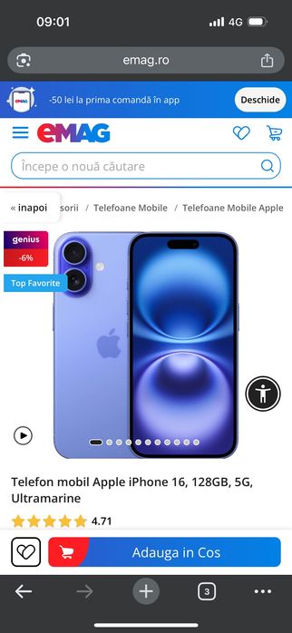 iPhone 16 simplu 128 GB