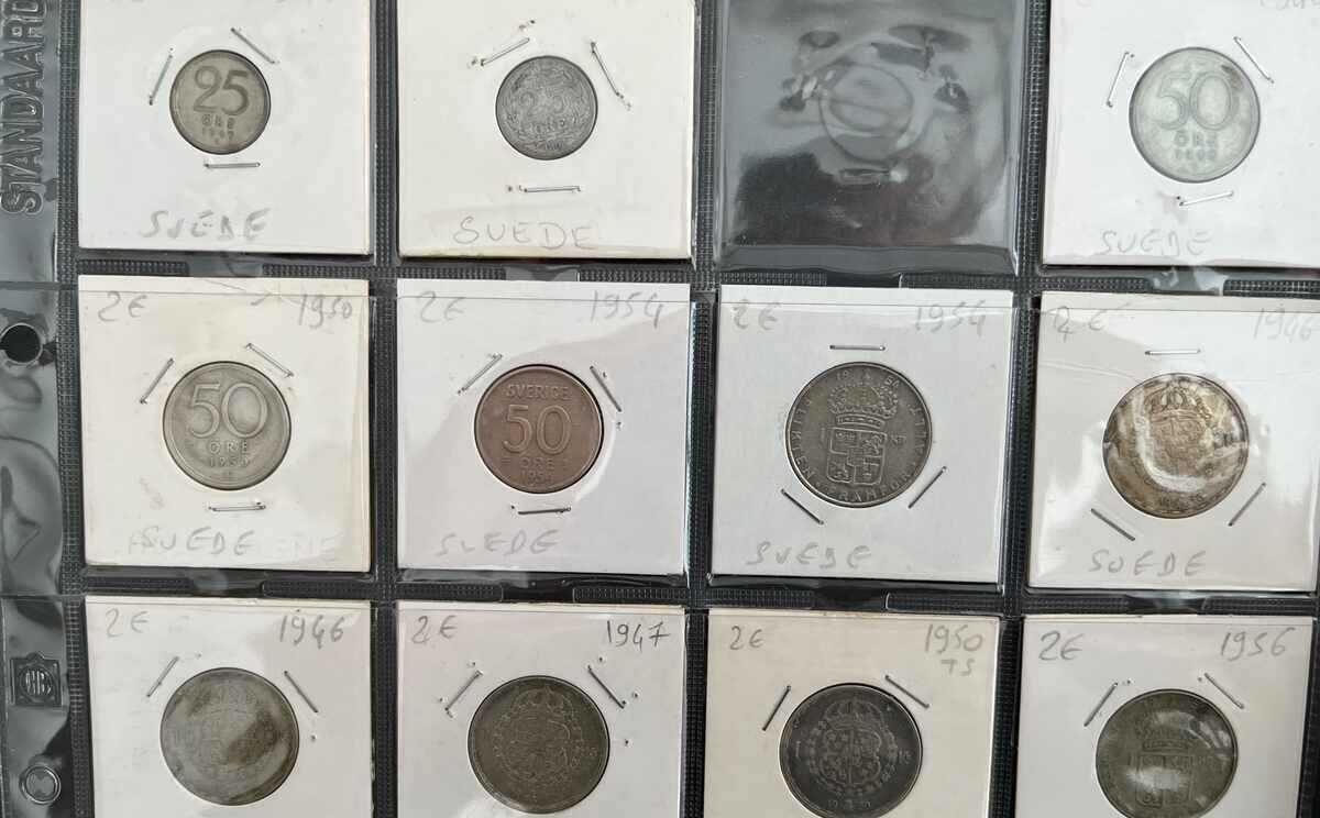 Швеция 19 стари монети колекция СРЕБРО и Бонус