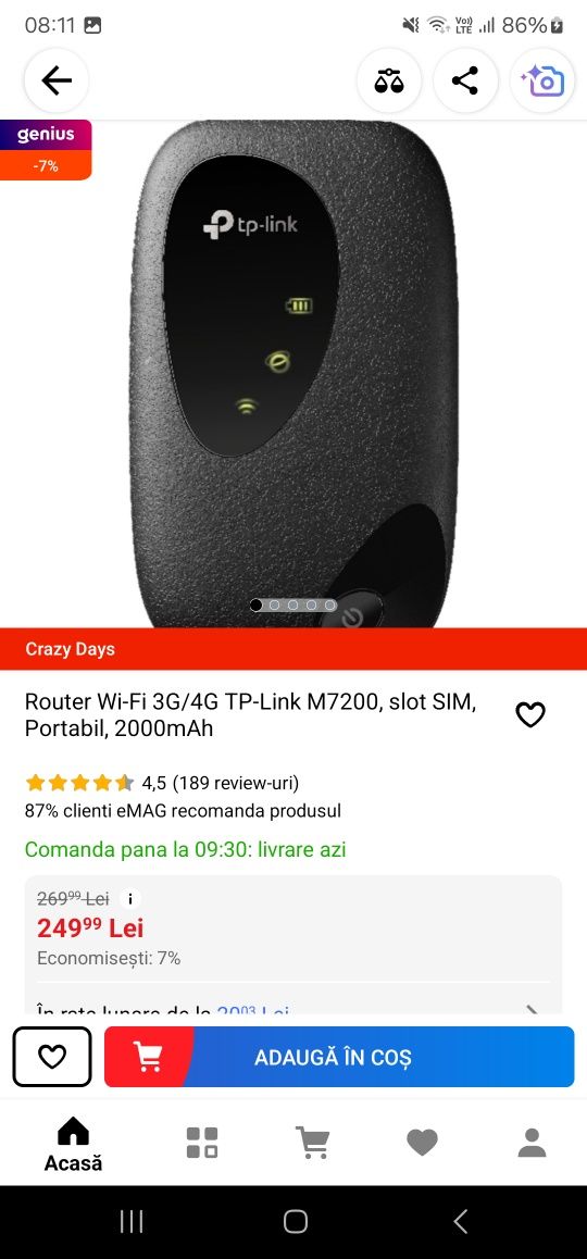 Router Wi-Fi 4G TP-Link M7200