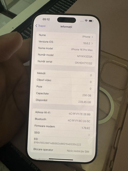 iPhone 16 Pro Max Gold 256GB impecabil baterie 100% garantie Apple