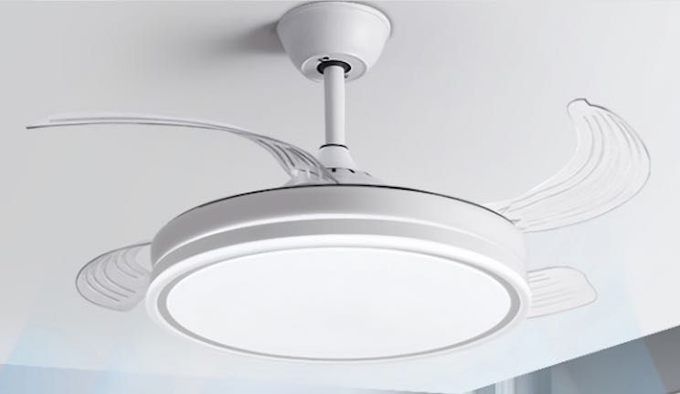 Lustra LED cu ventilator retractabil și telecomandă