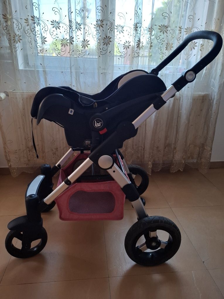Cărucior fetite 3 în 1 ( roz inchis)