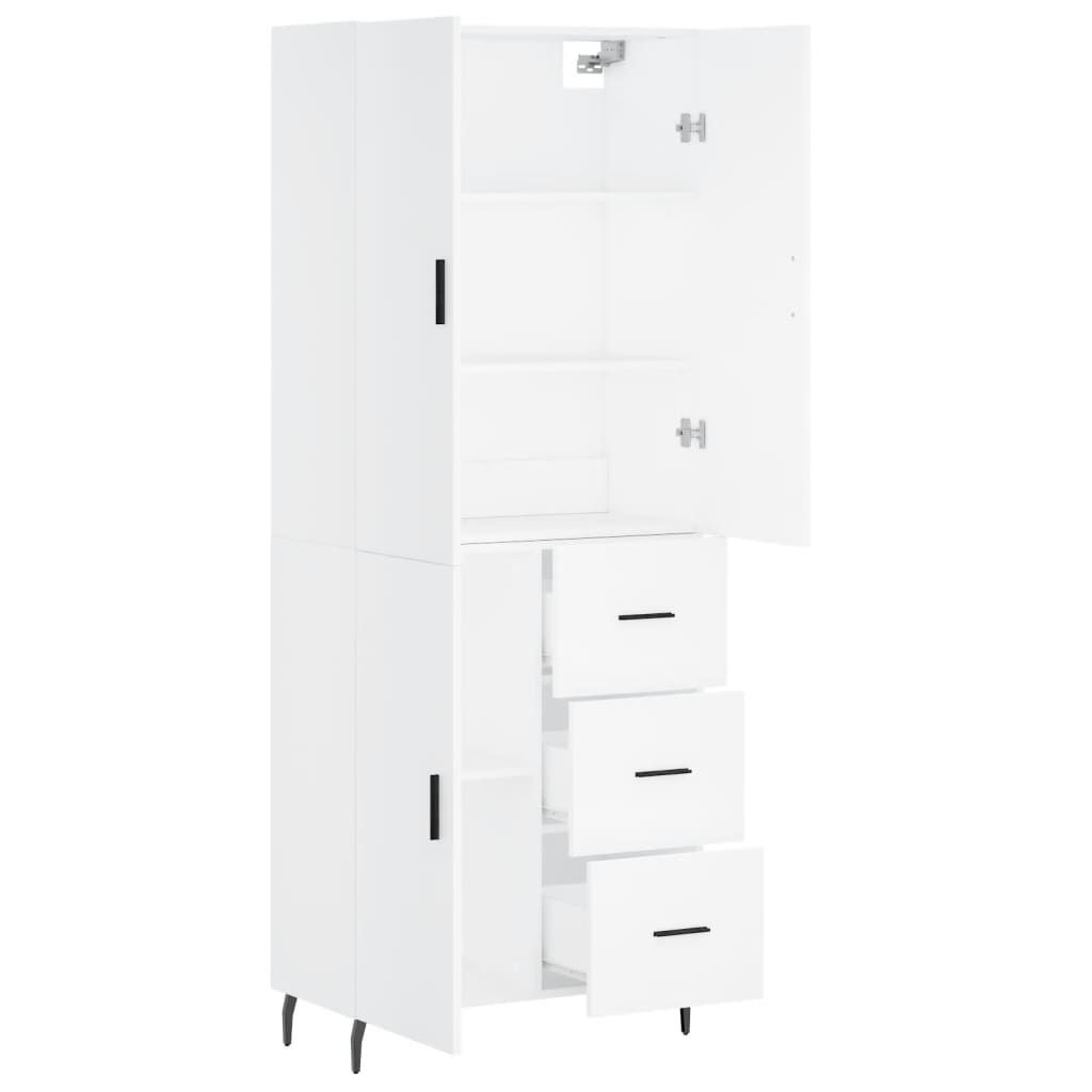 vidaXL Висок шкаф, бял, 69,5x34x180 см, инженерно дърво 3195915