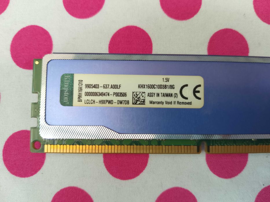 Memorie Ram Kingston HyperX Blu 8 GB (1 X 8 GB) 1600Mhz.