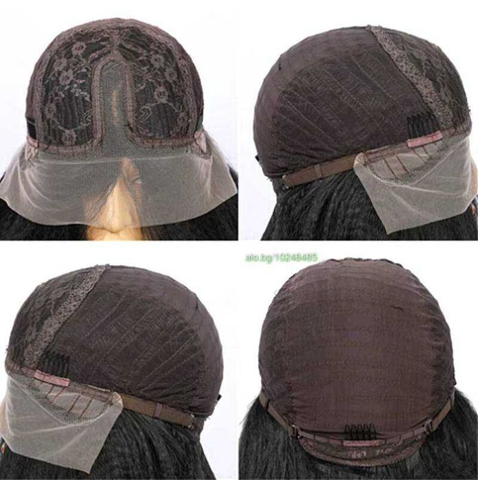 Дълга къдрава медено руса синтетична перука с дантела 13*4*1