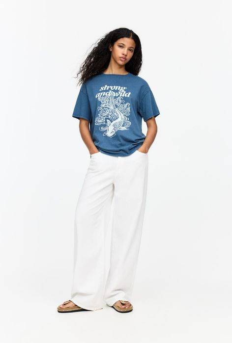 Tricou cu imprimeu Pull&Bear