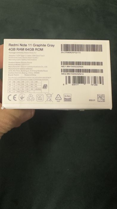 Xiaomi Redmi Note 11 Graphite Gray 4gb Ram 64 gb memorie