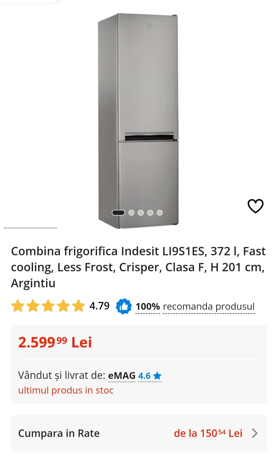 Combină frigorifică INDESIT nouă