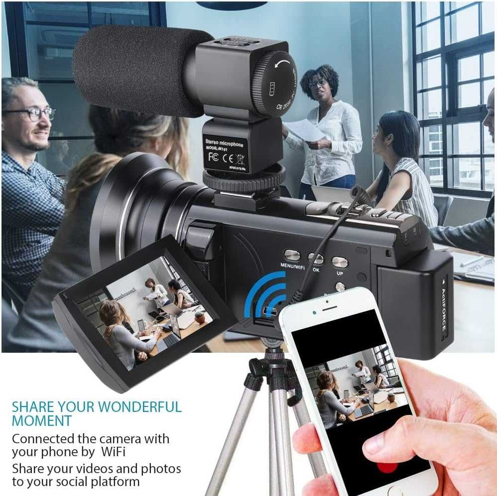 Camera video 4K, 48mp, WIFI, IR Night Vision 16X, obiectiv unghi larg.