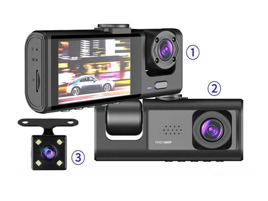 Set 3 camere auto masina Full HD 1080P 32GB 170 unghi larg H.264 LCD