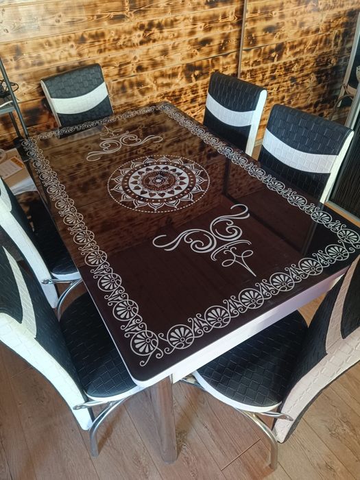 masa sticla  + 6 scaune