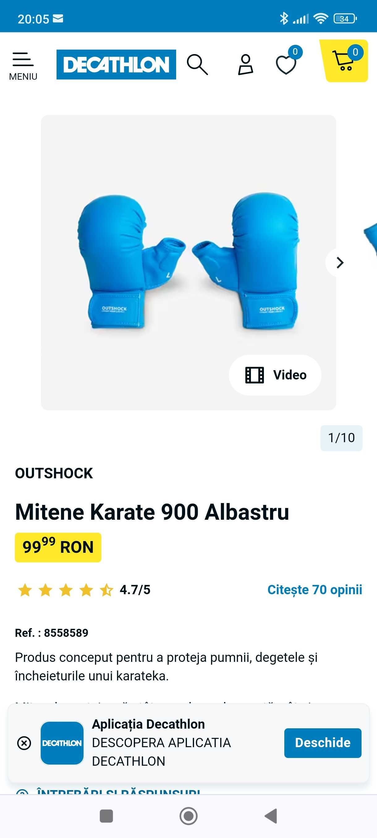 Mitene Karate albastru