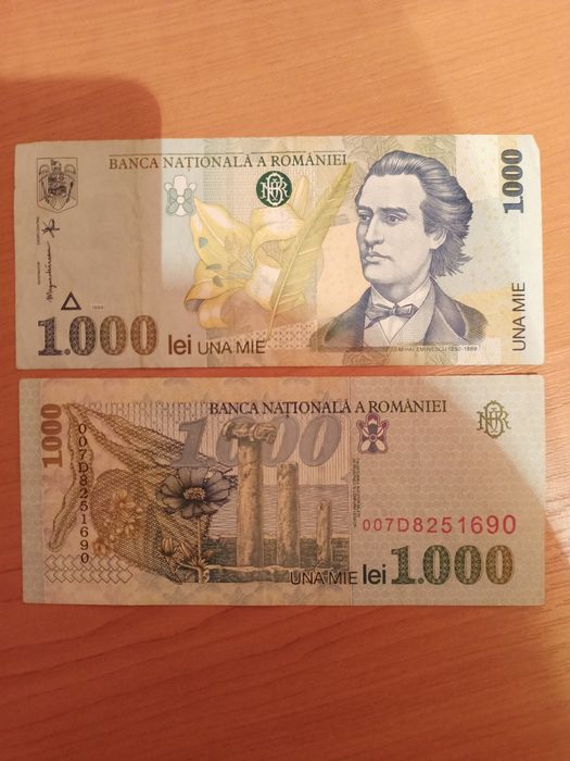 Bancnota 1000 lei 1998 Mihai Eminescu
