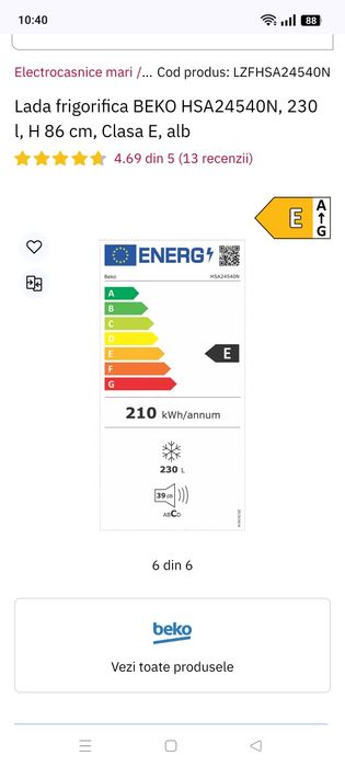 Lada frigorifica Beko
