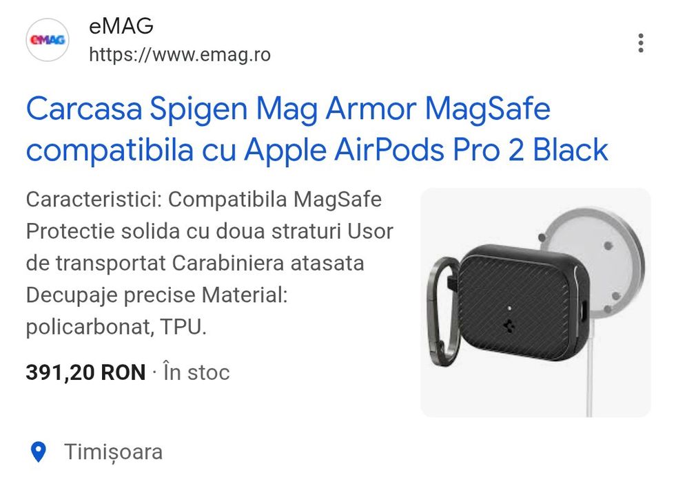Carcasa Spigen Mag Armor MagSafe compatibila cu Apple AirPods Pro 2 Bl
