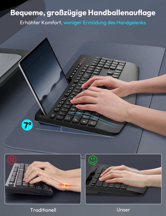 Tastatură wireless cu suport pentru încheietura mâinii Sablute