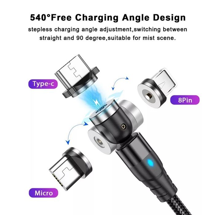 Cablu Magnetic USB iluminat, încarcare + date