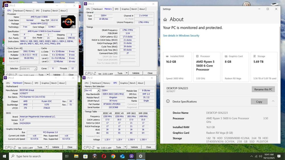 kit AMD Ryzen 5600 + Biostar X370GT7+ 16GGB DDR4