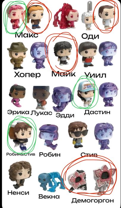 Обменяю фигурки «очень странные дела» kinder joy