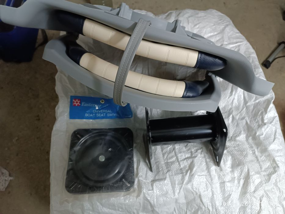 Сиденье складное мягкое(серо-синий.)С12504G для пвх лодок с мотором.