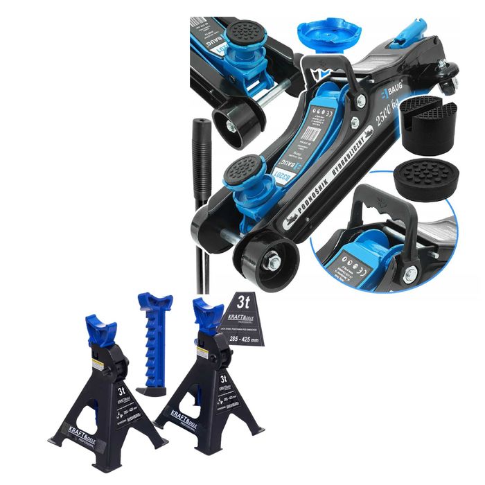 Cric hidraulic 2.5T  tip crocodil ridicare auto + Set suporti capra 3T
