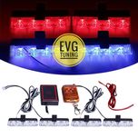 Set 4 Lumini Stroboscop Rosu Albastru Grila, 12V, Telecomanda EVG