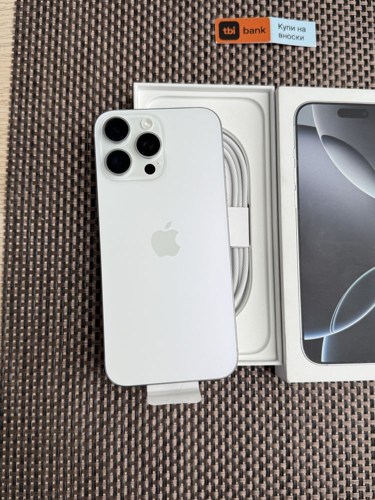 НОВ!1Tb *ЛИЗИНГ* iPhone 16 Pro Max White Titanium 1000Gb Айфон гаранци