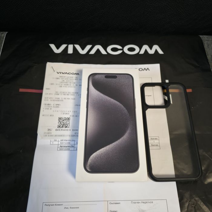***КАТО НОВ 256GB iPhone 15 Pro Max Vivacom гаранция до 25г  Titanium