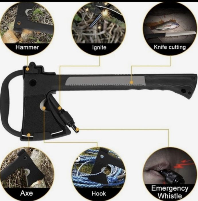 Руска туристическа мултифункционална брадва  5в1
