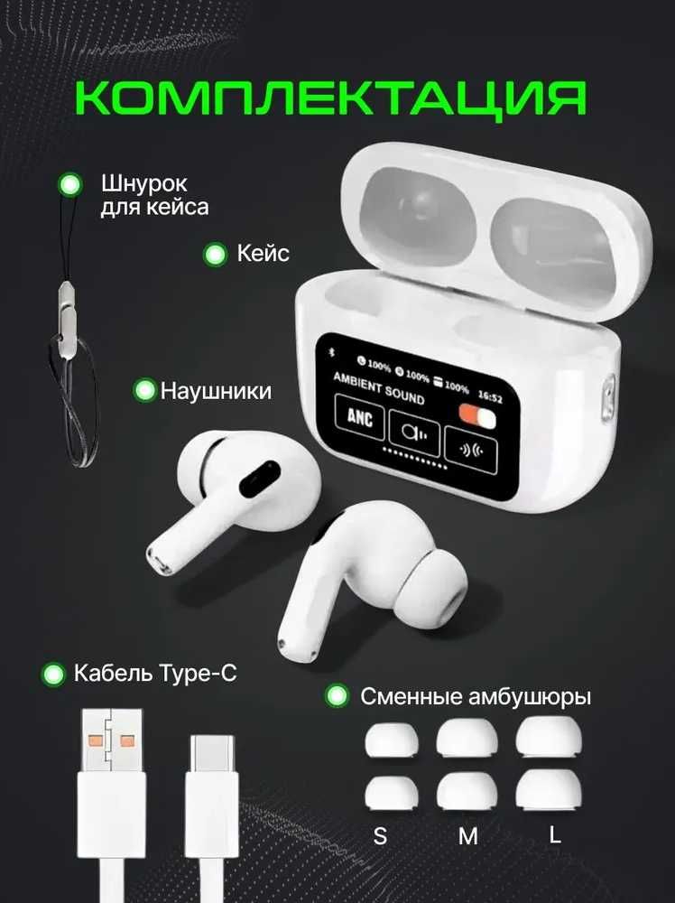 Simsiz naushniklar sensor ekranli IPhone va Android uchun. ANC/ENC