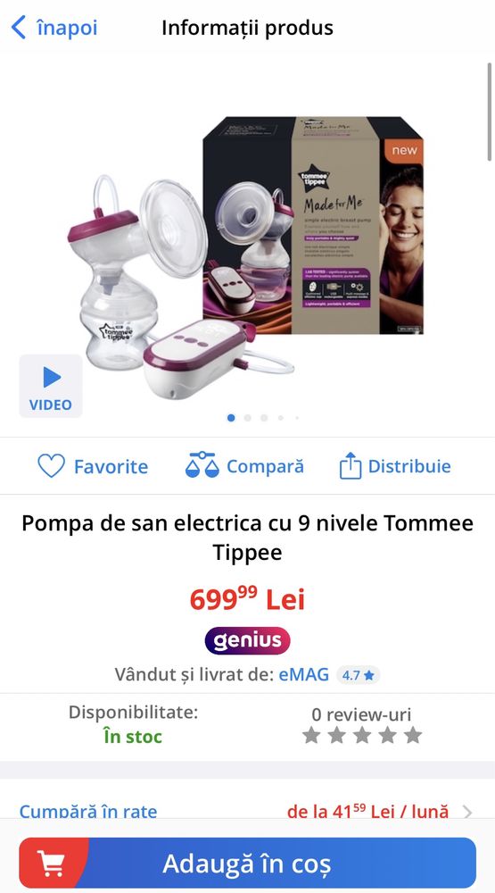 (NOU) Pompa de san electrica cu 9 nivele Tommee Tippee Noua