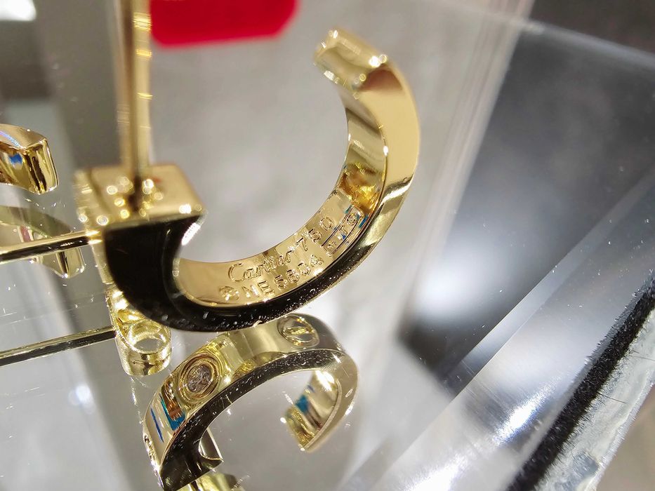 CARTIER Love Gold Hoop 2 Diamonds Дамски Обеци