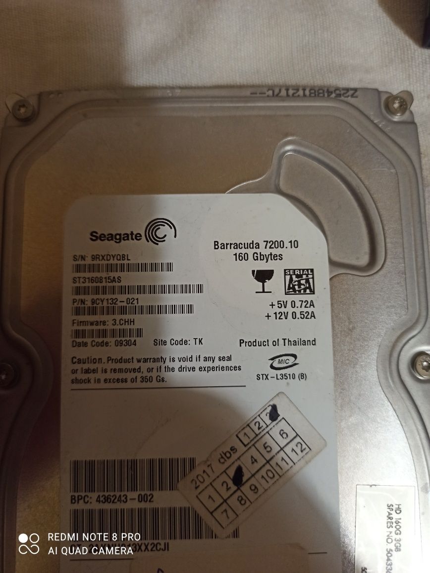 Hard SATA desktop. Seagate- Samsung 160-500 gb